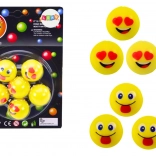 6 db sárga ugráló Emoji labdakészlet