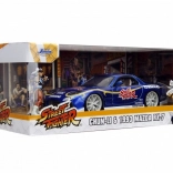 modell autó mazda rx-7 1993 1:24 street fighter chun-li figurával