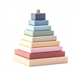 Cubika pasztellszínű piramis – fa kirakó 9 darab