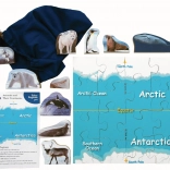 Just Jigsaws sarkvidéki területek és állataik – fa kirakó, 16 darab és 10 állatfigura