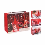 Karácsonyi mintás papír ajándéktasak, S méret, 18 × 23 × 10 cm
