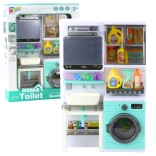 Gyermek fürdőszoba mosógéppel, mosdóval, fény- és hangeffektekkel