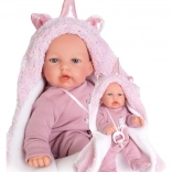 Antonio Juan Petit élethű baba hangokkal, puha textiltesttel, 27 cm