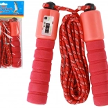 Piros ugrókötél számlálóval, 275 cm, állítható, fitness