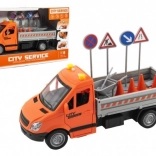 Útkarbantartó műanyag teherautó 25 cm fénnyel és hanggal, lendkerekes