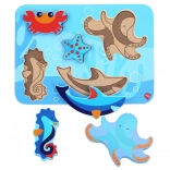 Fa betétes puzzle Sea World – LUCY & LEO, 6 darab