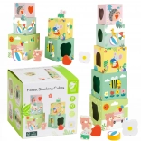 Klasszikus piramis kockákkal Erdő mintával gyerekeknek