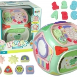 Interaktív oktató kocka formaválogatóval, telefonnal és zongorával