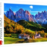 Puzzle Val di Funes, Dolomitok – 1500 darabos Trefl