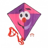 Repülő bohóc alakú nylon sárkány 78 × 86 cm, rózsaszín‑lila