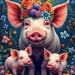 Kirakó disznócsalád sétán 1000 darab