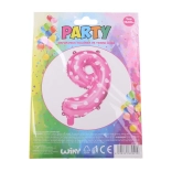 Felfújható 9-es számú rózsaszín lufi szívecskékkel