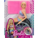 Barbie Fashionistas baba kerekesszékkel, kockás ruhában