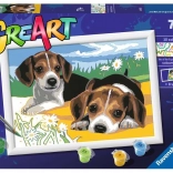 Számok szerinti festés: Jack Russell kölyökkutyák