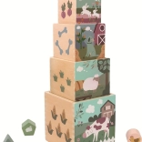 Összeépíthető fából készült torony kockákkal – Farm 2Kids Toys
