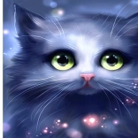 Gyémántszemes festés szürke kiscicával 30 × 40 cm