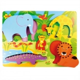 Fa beillesztős puzzle Safari BIGJIGS TOYS