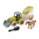 Csavarozható traktor ló szállítóval – építőkészlet 3+ éveseknek