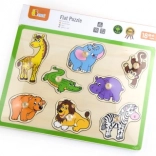 Fa beillesztős (gombos) kirakó vadon élő állatokkal, 30 × 22,5 cm, VIGA