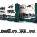 Füstölő vonatszerelvény fény- és hangeffektekkel, állítható pályával 135 × 75 cm