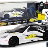 RC autó CORVETTE C6.R 1:18 fehér, világítással, 2.4 GHz
