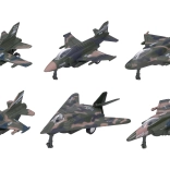 Fém-műanyag vadászgép 12 cm visszahúzós meghajtással, vegyes típusok 6 db dobozban