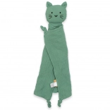 New Baby muszlin alvós játék macska mintával, menta színben