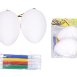 Kiszínezhető műanyag tojások 5 × 8 cm, 2 db filctollakkal