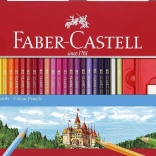FABER-CASTELL hatszögletű fa színesceruzák, 48 db, fémtokban, hegyezővel, radírral és grafitceruzákkal