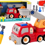 Rajzfilmes szétszerelhető darus teherautó – piros