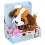 Vezetékes, effektusokkal rendelkező járó plüsskutya, 22 cm