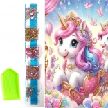 Gyémántszemes vászonfestés – unikornisok hintóban 23 × 30 cm