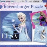 Ravensburger puzzle Jégvarázs: Elza, Anna és Olaf 3×49 darab