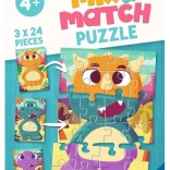 RAVENSBURGER puzzle Mix & Match: aranyos dinoszauruszok 3×24 darab