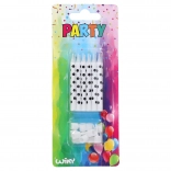 Fekete pöttyös gyertyák talppal, 12 db