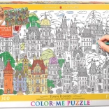 EUROGRAPHICS kifesthető puzzle Városi házak 300 darab + akasztó készlet