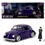 fém autómodell 1972 vw beetle 1:24 wednesday addams figurával