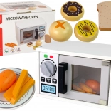 Fából készült gyerek mikrohullámú sütő tartozékokkal – fehér