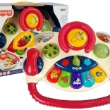 Interaktív kormány gyerekeknek zongorával, állathangokkal és telefonnal