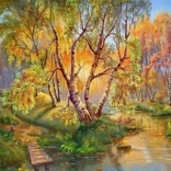 Gyémántmozaik - Nyírfák a patak mentén