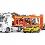 Önjáró autószállító teherautó 56 cm, 4 autóval, fény- és hangeffektek