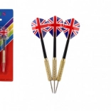 Szett darts fém hegyekkel és Union Jack mintázatú tollakkal