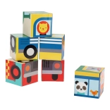 Petit Collage járművi kockák állatokkal