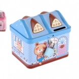 Fém persely házikó formában zárral 12 × 11 cm