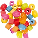 Fa gyöngyök és zsinórok tartályban - 45 darab