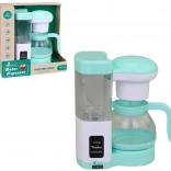 Hordozható kávéfőző elemekkel, fénnyel és hanggal