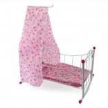 Fém babaágy baldachinnal 38 cm