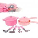 rózsaszín gyermek konyhai edénykészlet hálóban