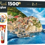 Manarola, Liguria, Olaszország 1500 darabos puzzle készlet ragasztóval