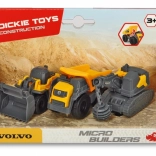 Volvo építőjárművek készlet 3 db: Úthenger, Billenőplatós teherautó és Markoló